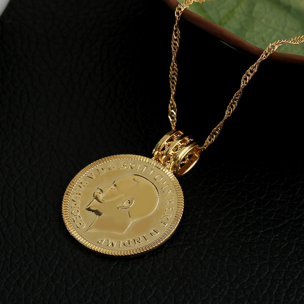 24K 995 Pure Gold Necklace with Double Sided Coin Pendant for Women -  1-1-GN-V00638 in 21.690 Grams